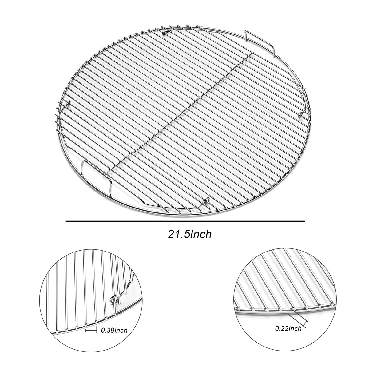 BIQetrae 21.5 by 21.5 inch grate dimensions highlight precise Weber fit