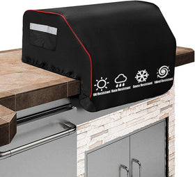 BIQetrae 32-inch built-in grill cover on a Bull grill, showing all-weather protection and tailored fit