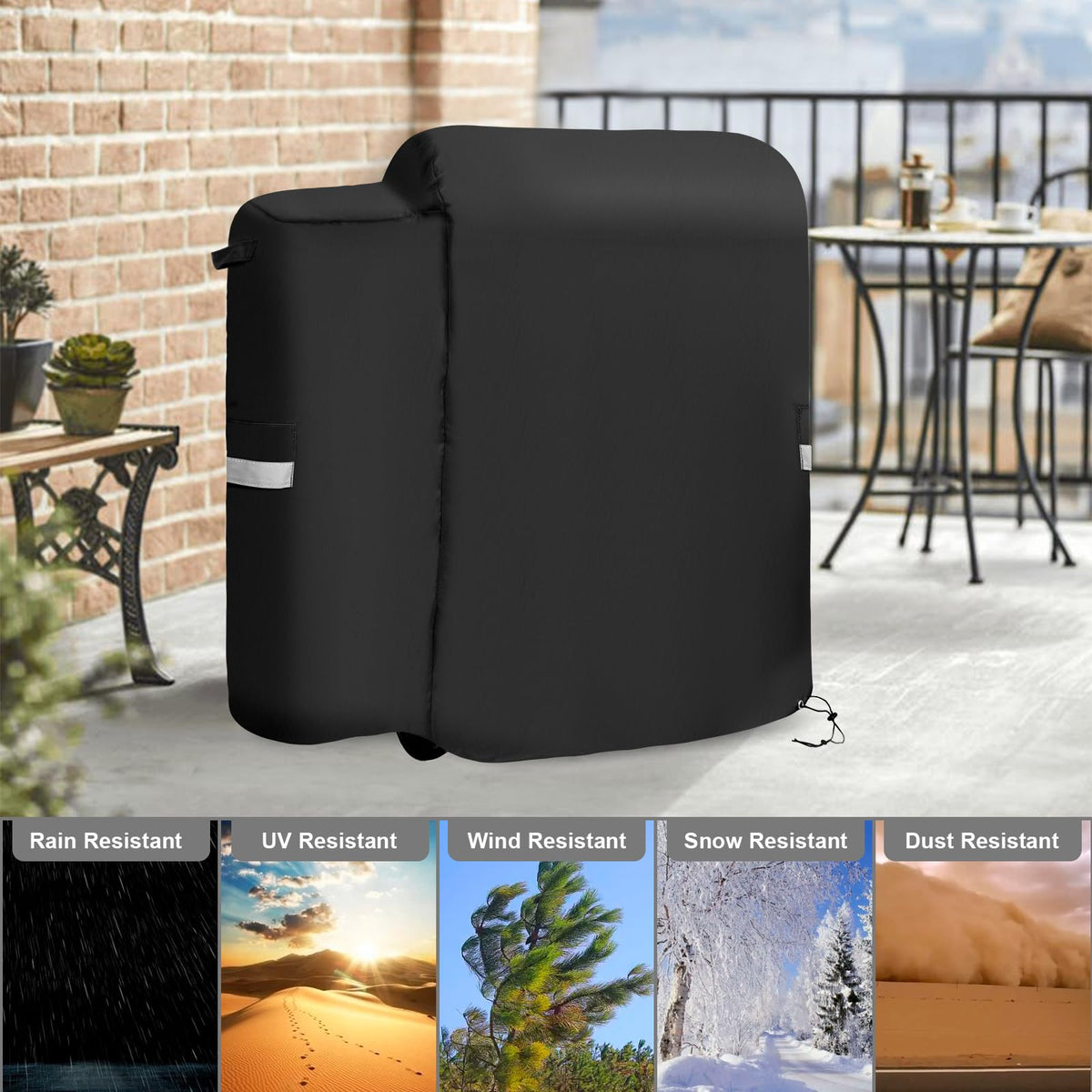 BIQetrae windproof grill cover with drawstring for secure fit