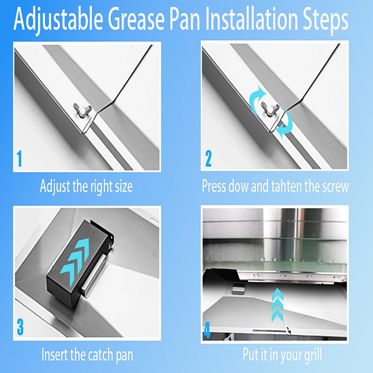BIQetrae grease tray features a sloped center channel directing grease to the pan