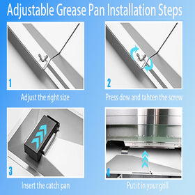 BIQetrae grease tray features a sloped center channel directing grease to the pan