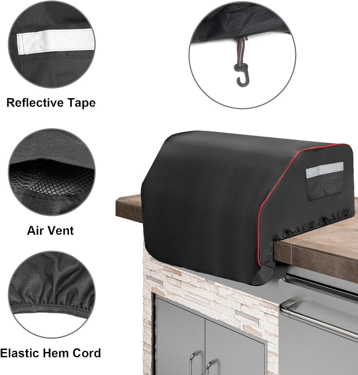Ventilation mesh opening visible on BIQetrae grill cover to speed cooling