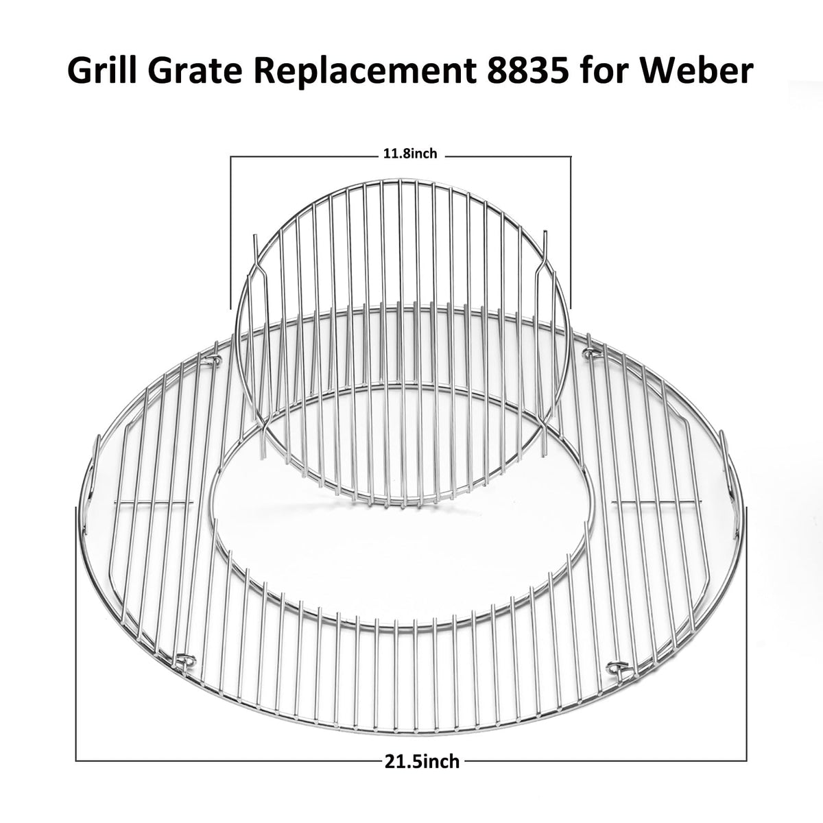 BIQetrae Weber hinged grate side closeup highlighting rust-resistant surface
