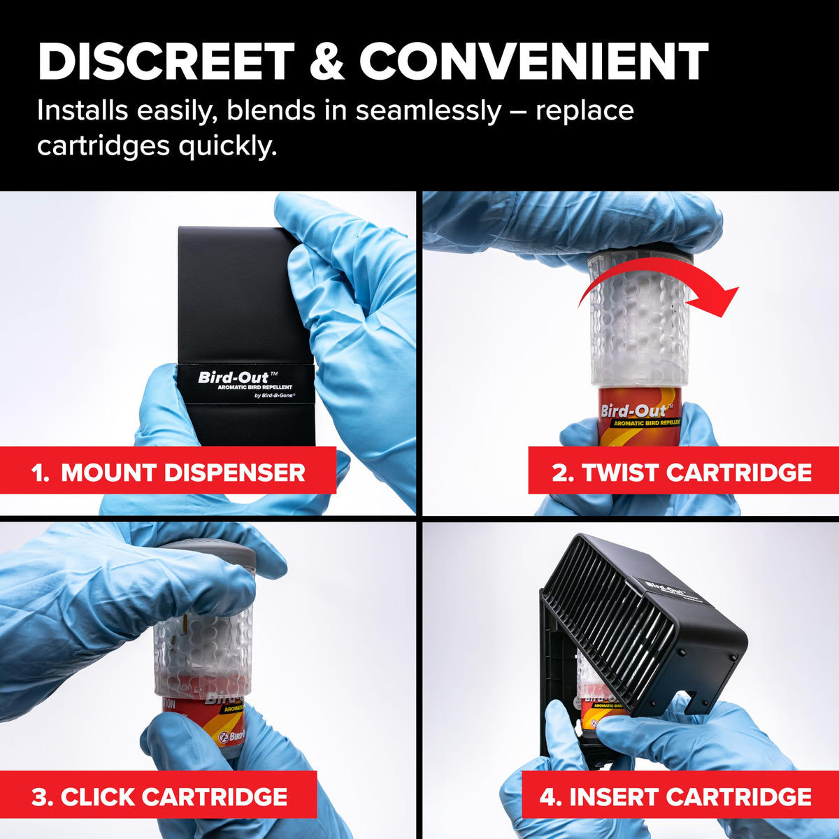 Discreet vertical dispenser mount preserves space aesthetics on walls.