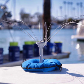 Bird B Gone sand base includes hardware for quick installation