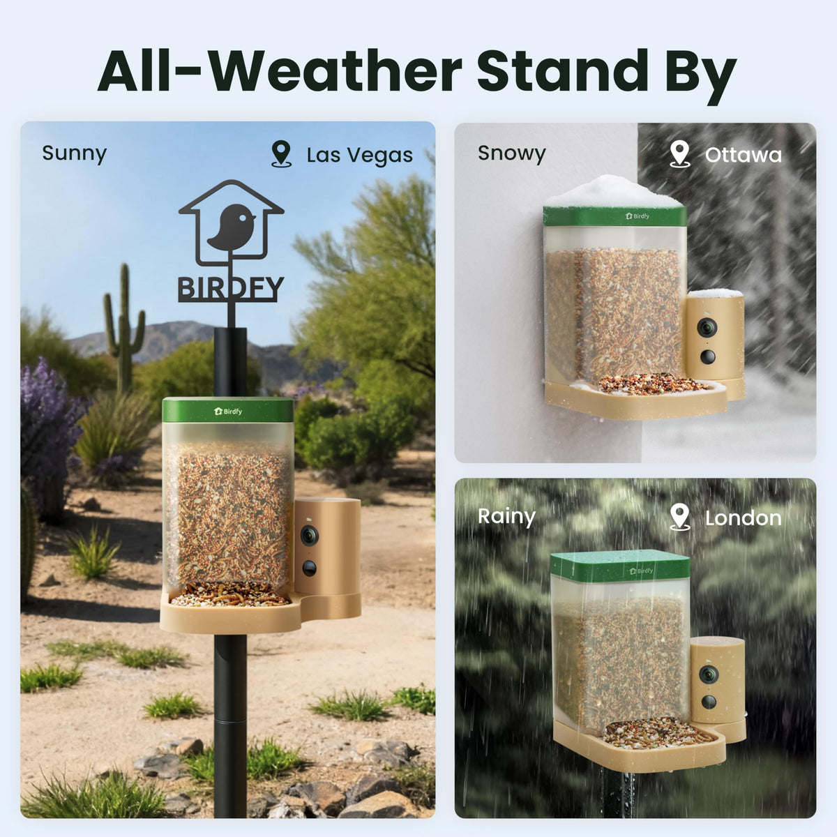 Birdfy AI recognition identifies backyard species with instant alerts to your phone.
