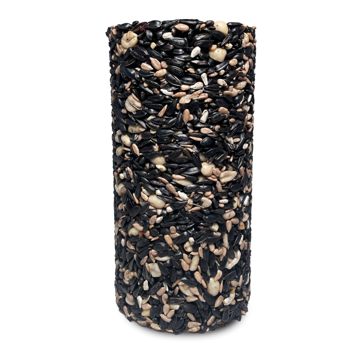 Birdie Blends Perch Party seed cylinder close-up highlights premium ingredients.