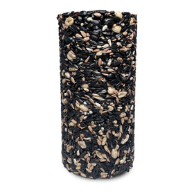 Birdie Blends Perch Party seed cylinder close-up highlights premium ingredients.
