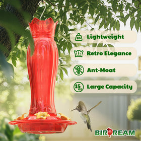 Birdream ant moat hummingbird feeder with built-in barrier helps keep nectar clean