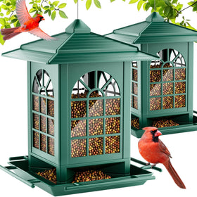 Birdream courtyard-style feeder in green, ready for quick assembly in your backyard.