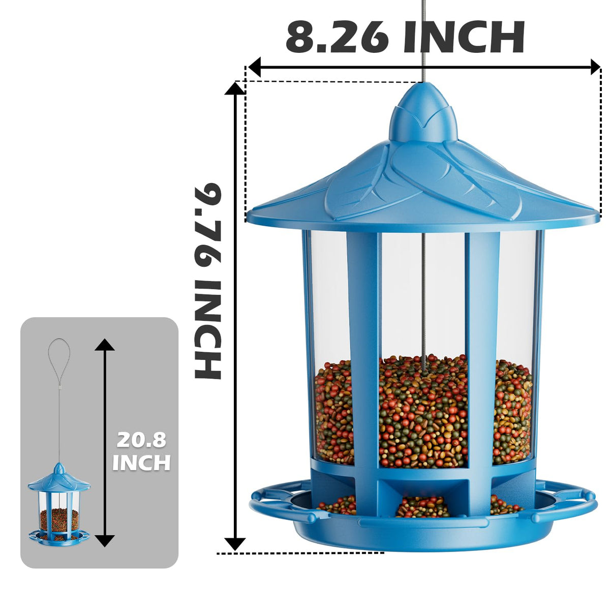 Birdream castle feeder with transparent panel emphasizes simple monitoring