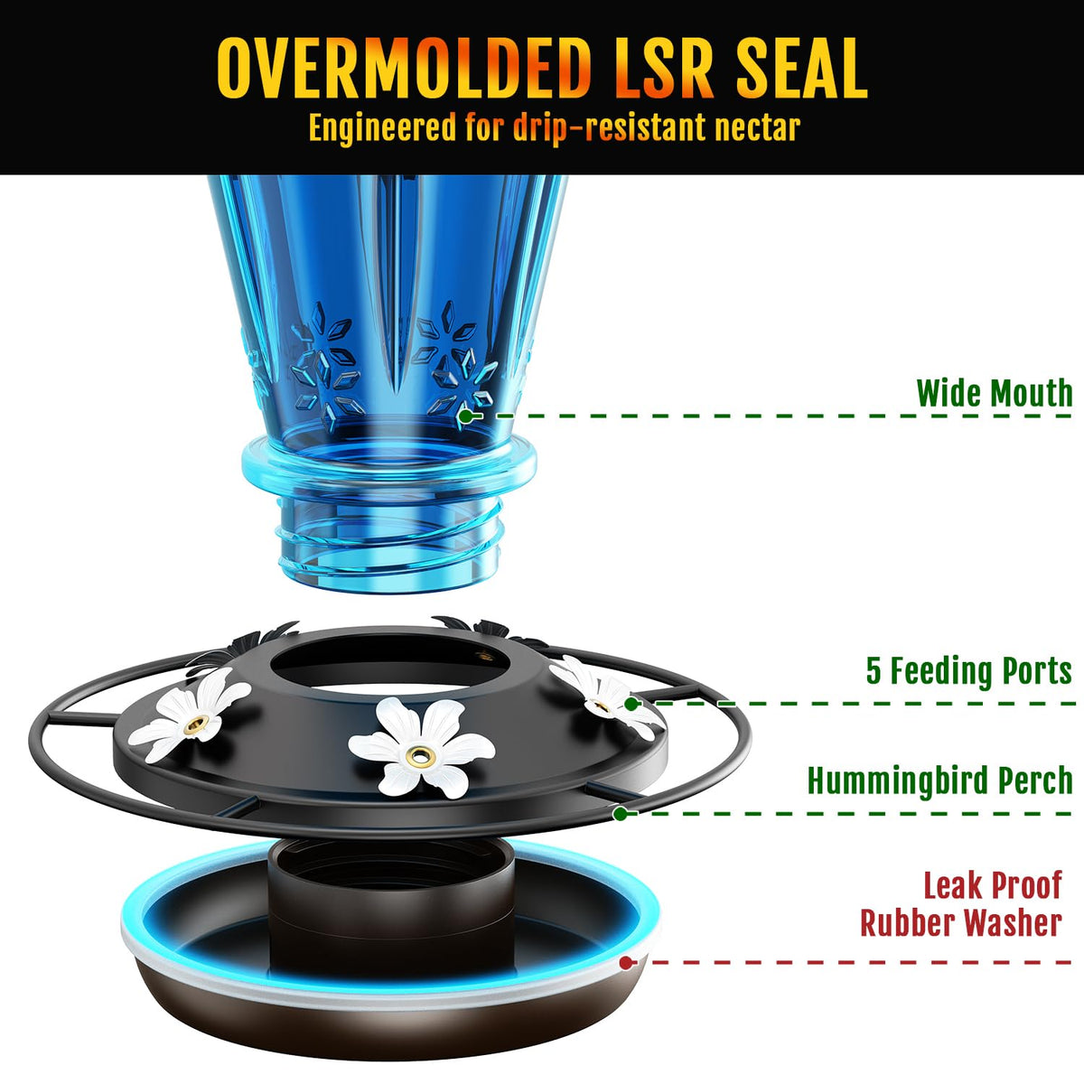 Birdream hummingbird feeder 360-degree perch for comfortable bird rest