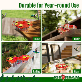 Birdream surface-mount hummingbird feeder for patios and balconies.