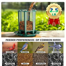 Birdream Pagoda feeder in green attracts cardinals and finches.