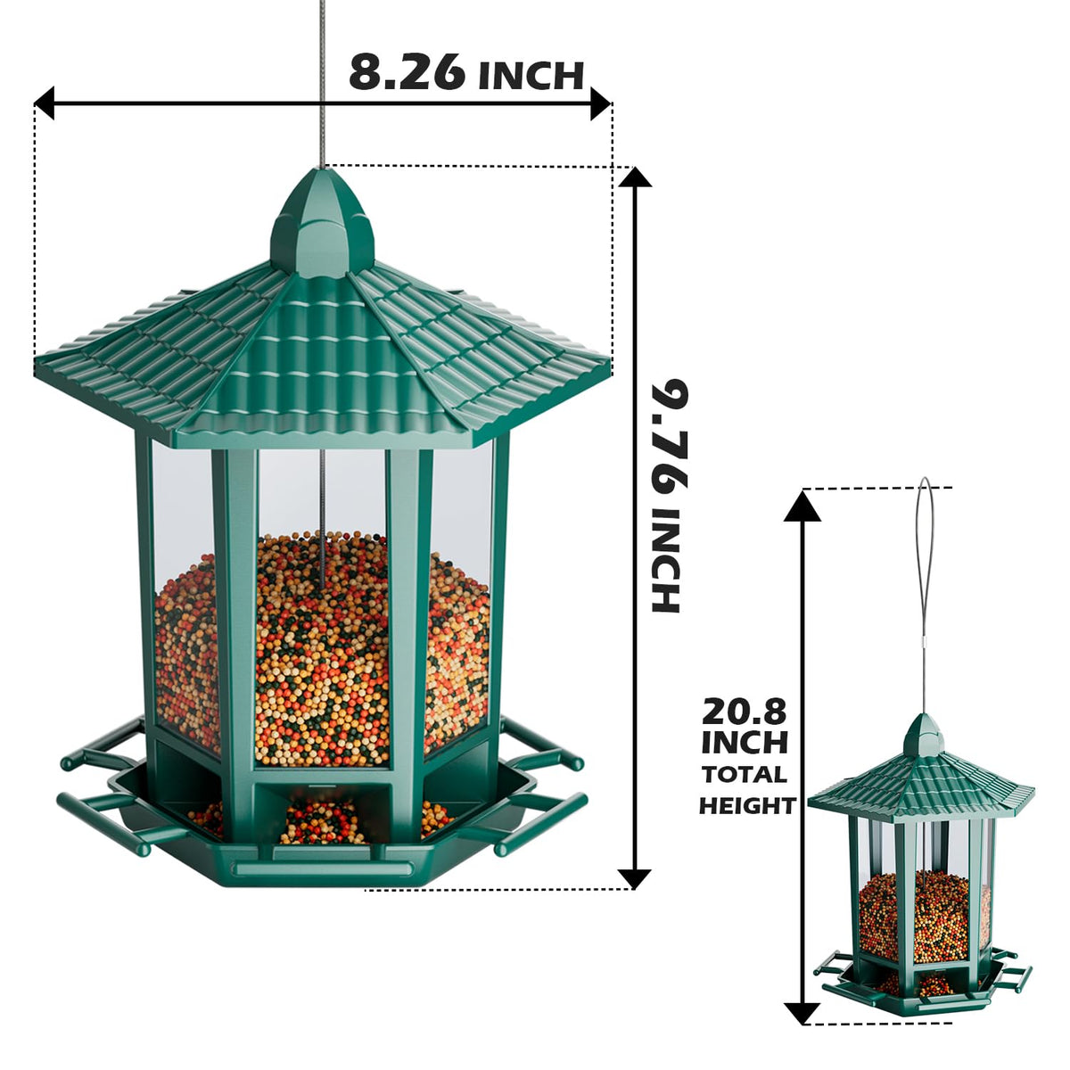 Birdream Pagoda feeder wide opening enables easy refills.