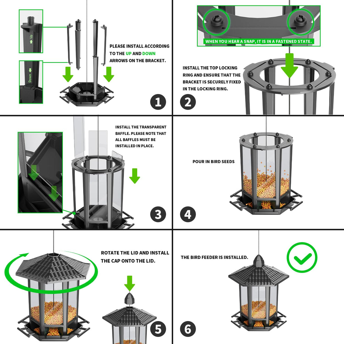 Birdream retro pagoda design bird feeder close-up in garden