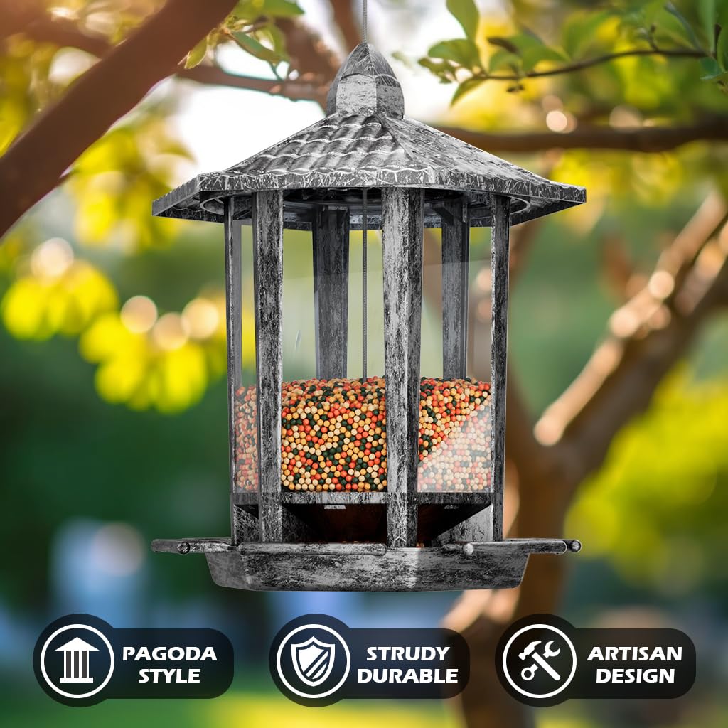 Birdream 5-pound capacity keeps seeds available for repeat visitors all day long