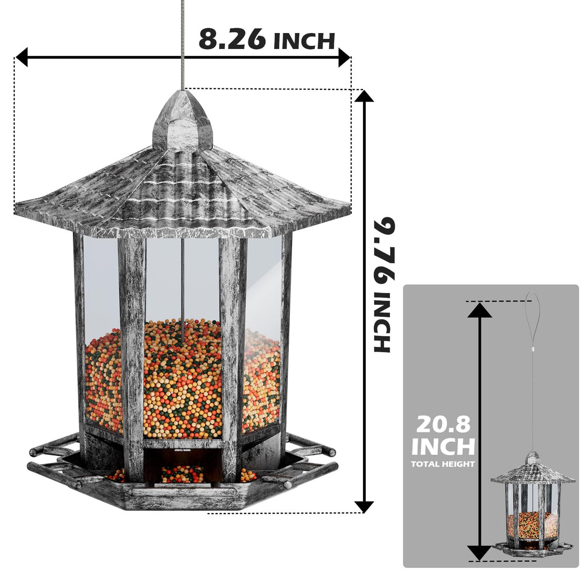 Birdream transparent seed panel helps monitor seeds at a glance to refill before birds leave