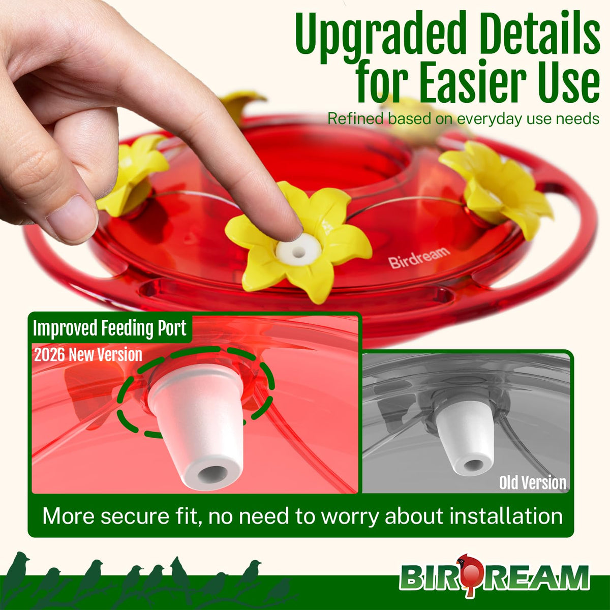 Birdream wide-mouth design allows easy filling and quick cleaning