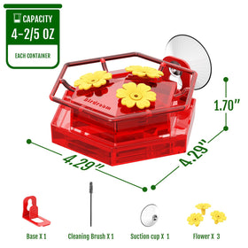 Three flower ports on Birdream feeder reduce bee access while hummingbirds feed
