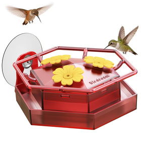Birdream window hummingbird feeder with strong suction cup and metal bracket securing on glass