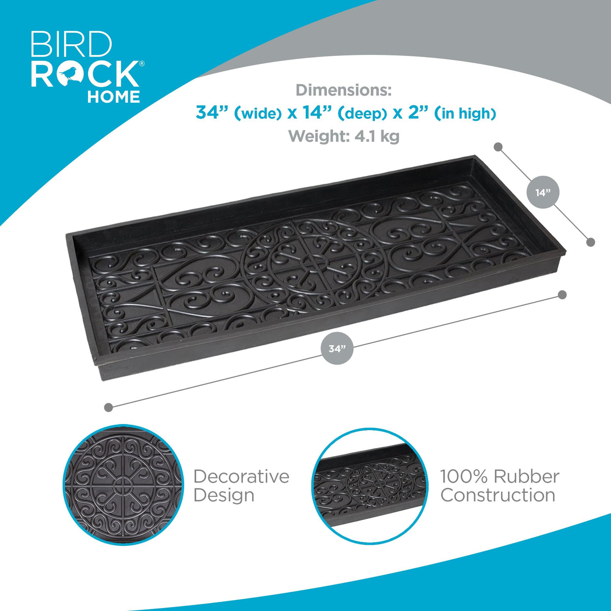 BIRDROCK HOME boot tray features a raised rim to protect flooring from spills and mud.