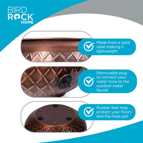 Birdrock Home decorative pot brightens patios while concealing hose and clutter.