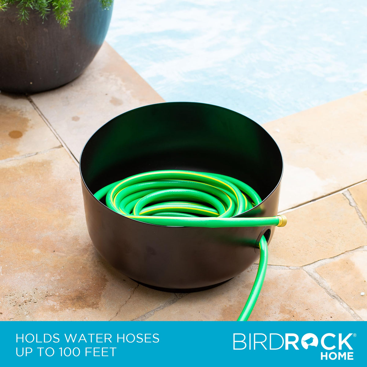 BirdRock Home versatile pot for outdoor or indoor hose storage.