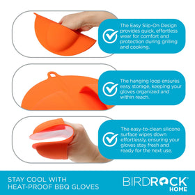 Close-up of silicone texture on BIRDROCK HOME grill mitt for grip
