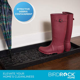 BIRDROCK HOME waterproof tray keeps boots dry indoors or outdoors, reducing mess.