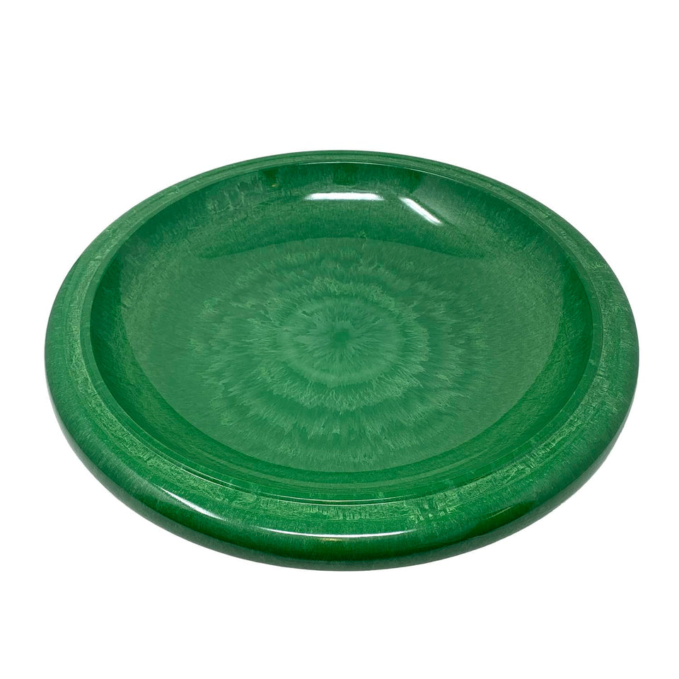 BIRDS AND BEYOND bird bath bowl top view in kale green, stylish garden focal point.