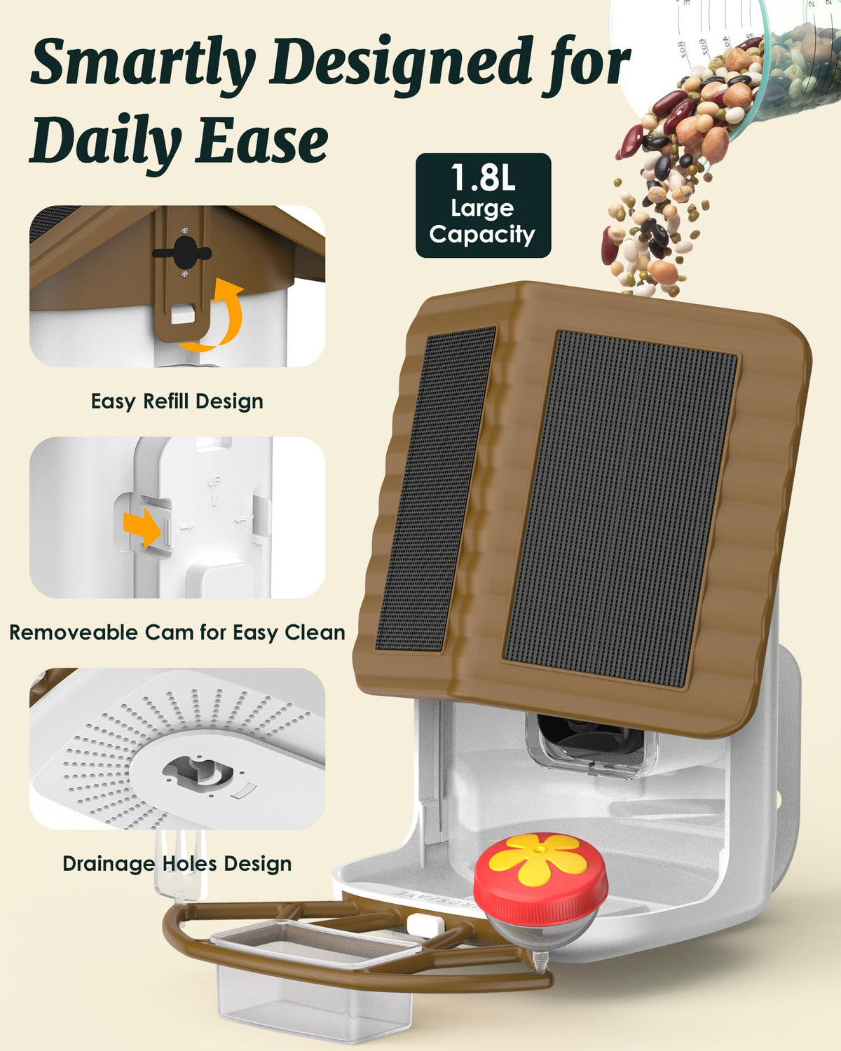 BirdsFAVE IP65 weatherproof housing protects the device outdoors.