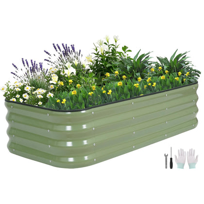 BIRDSINYARD 3-in-1 galvanized raised bed front view shows sturdy modular design for gardens
