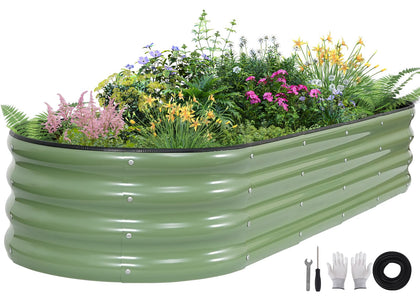 Birdsinyard galvanized raised garden bed in olive green, sturdy outdoor planter.