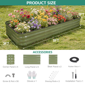 Birdsinyard steel raised bed with bracing rods for durable stability