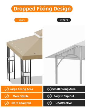 Birodeko canopy features UV inhibiting treatment to protect color.