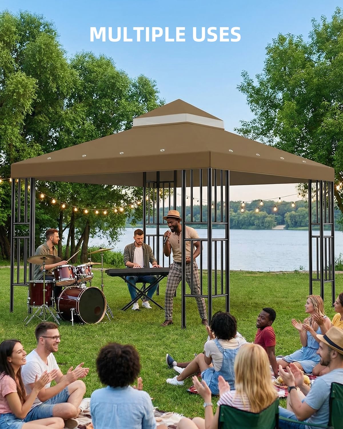 Birodeko canopy top is easy to wipe clean after outdoor events.
