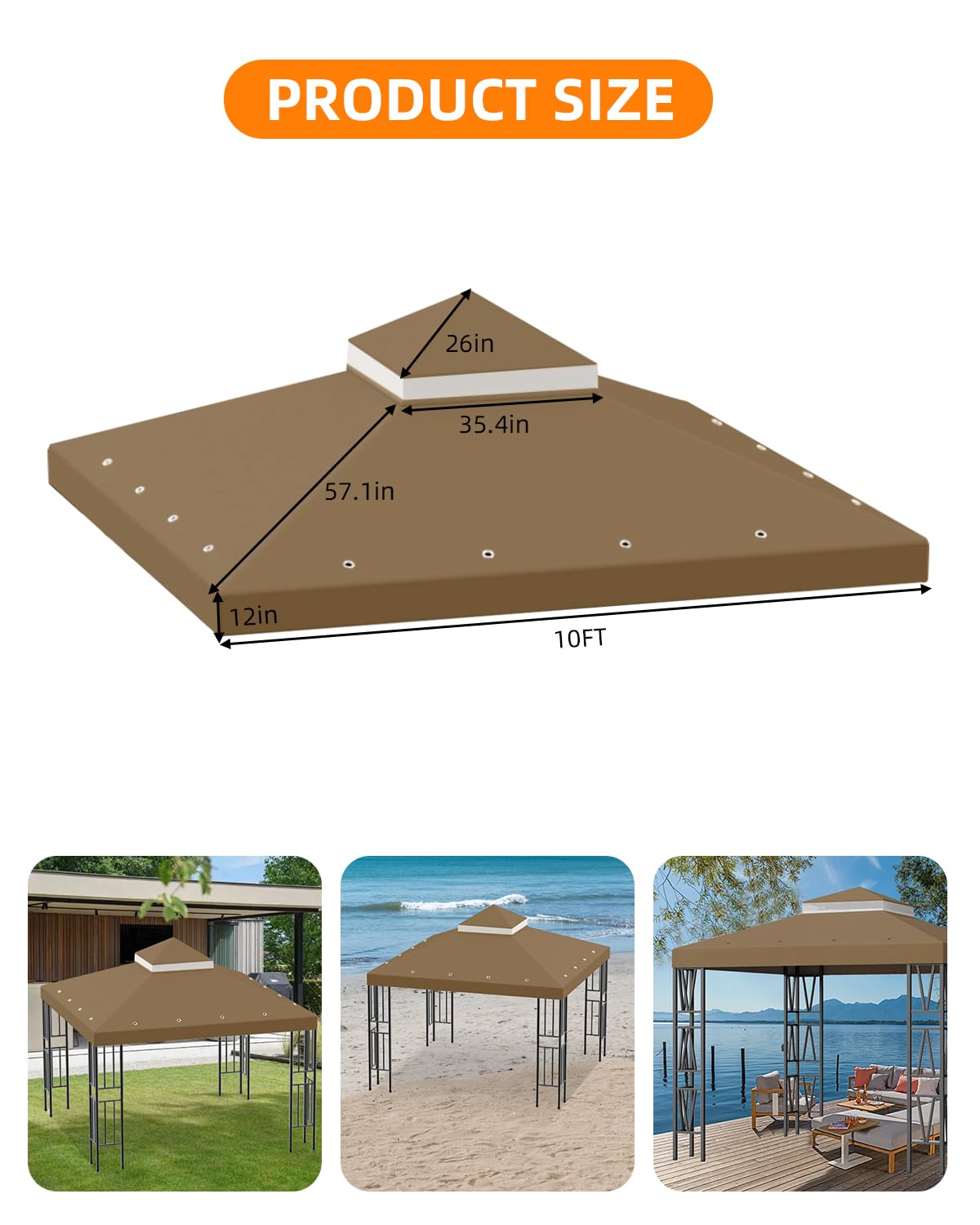 Birodeko gazebo top with reinforced corner loops for stable installation.