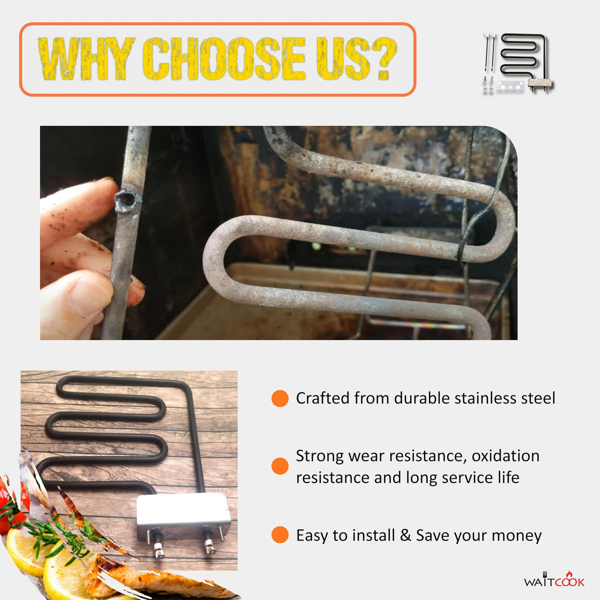 BISONCOOK heating element fits Char-Broil fdes30111 models reliably.