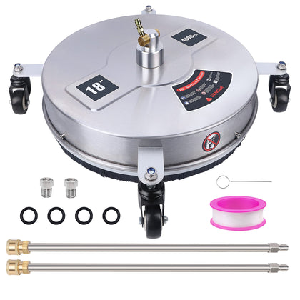 Biswing 18-inch surface cleaner head in stainless steel for fast patio cleaning.