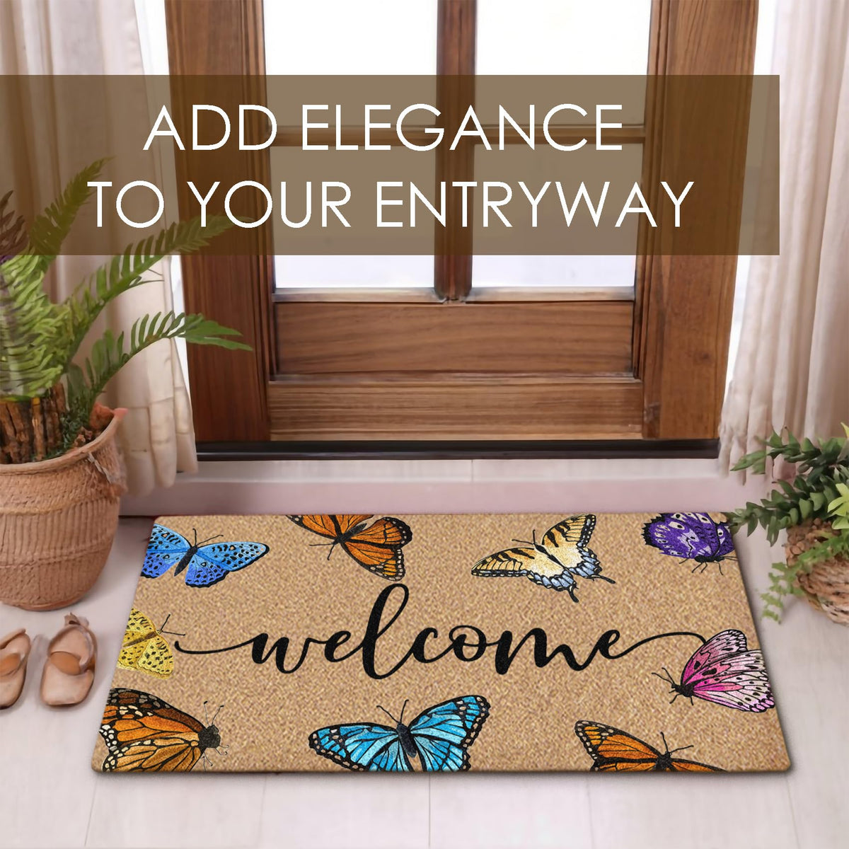 BitKAM non slip backing welcome mat stays in place on busy entryways