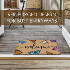 BitKAM rustic farmhouse butterfly design doormat adds warm curb appeal outdoors
