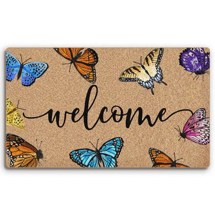 BitKAM Spring Butterfly doormat entrance with colorful butterflies for welcoming guests