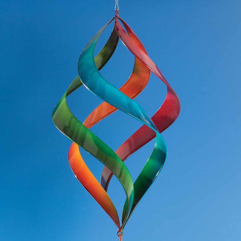 Bits and Pieces hanging wind spinner easily attaches to garden hooks