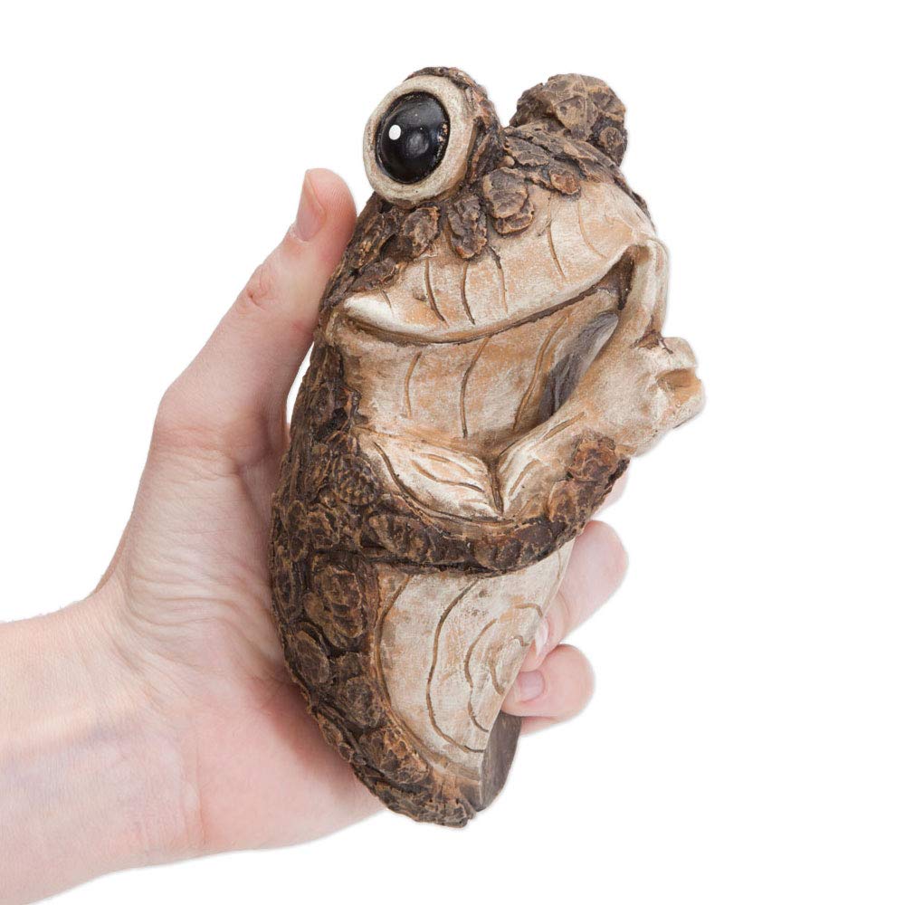 Bits and Pieces Keep Quiet Frog Tree Peeker front view reveals shushing pose.
