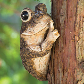 Bits and Pieces Keep Quiet Frog Tree Peeker gift-ready garden art.