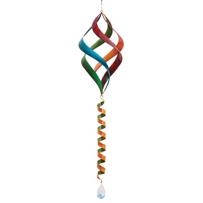 Bits and Pieces rainbow wind spinner in sunlight creates vibrant yard color
