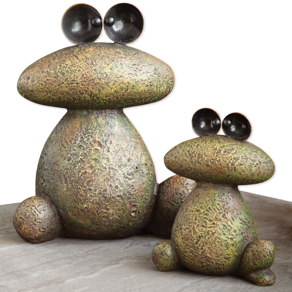 Bits and Pieces two frogs garden sculptures waterproof design enhances outdoor spaces.