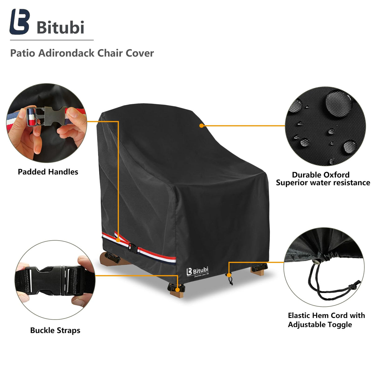 Bitubi 600D oxford fabric provides durable outdoor chair protection