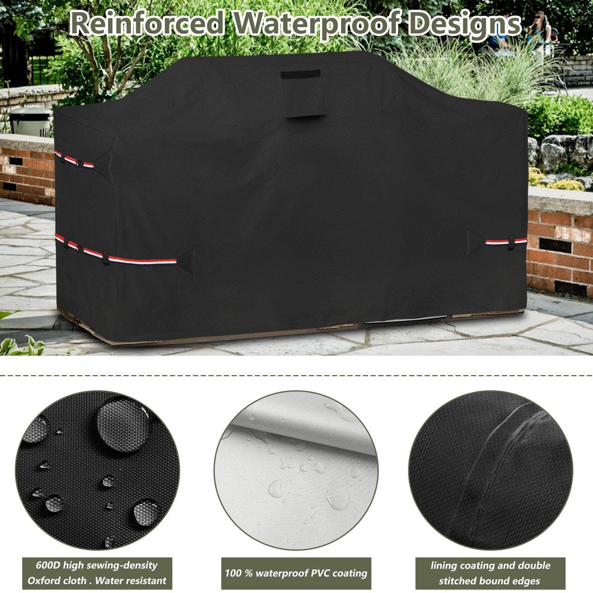 Bitubi 600D waterproof fabric closeup highlights tear resistance.